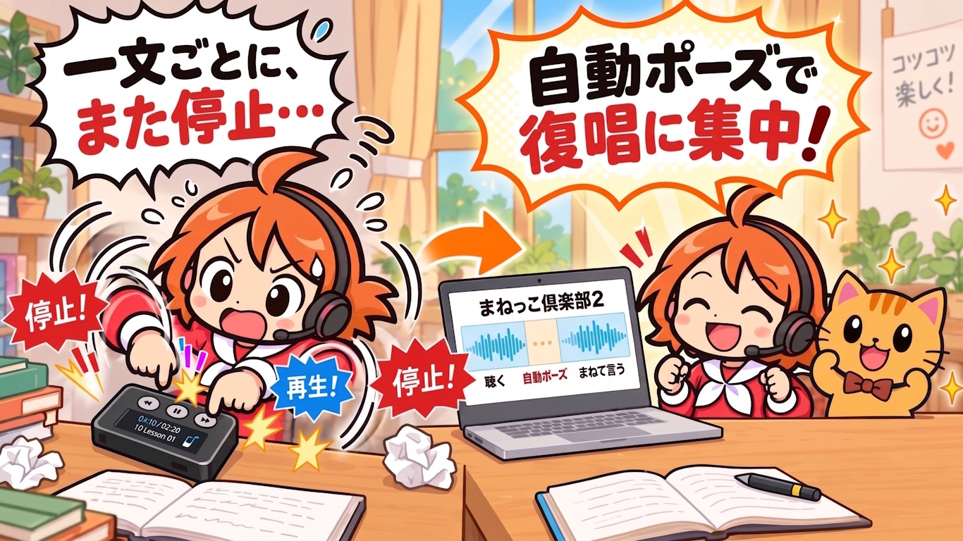 一文ごとに自動ポーズ