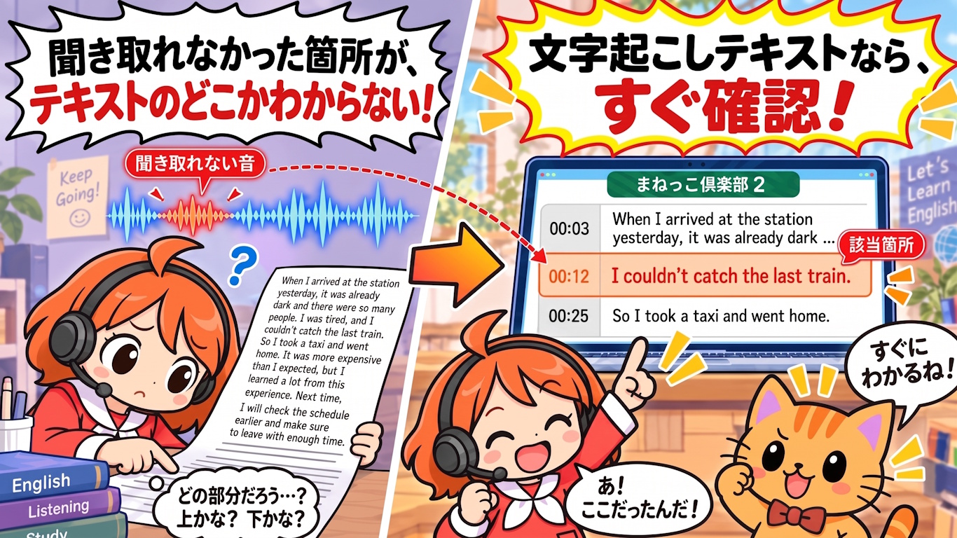 文字起こしテキストを表示