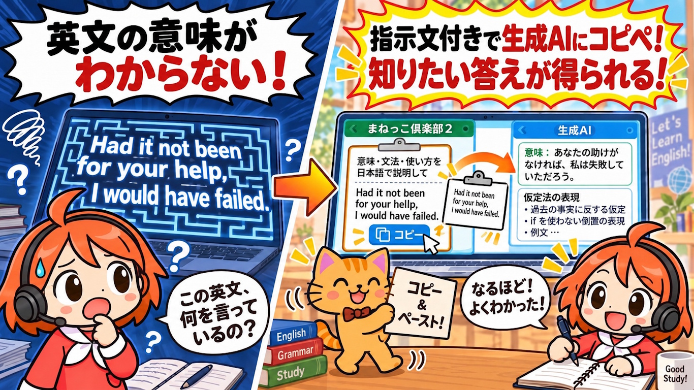 英文をプロンプト付きでコピーしてAIに質問